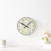 Blassgrün und beige Streifen Muster Wall Clock Runde Wanduhr (Zuhause)