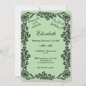 Blassgrün und schwarz Botanisches Flor 30. Geburts Einladung (Vorderseite)
