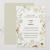 Blassgrüne Barock-Hochzeit Einladung (Vorne/Hinten)