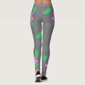Blassgrüne Blätter Rosa Blume Sketch Leggings (Rückseite)