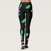 Blassgrüne Blätter Rosa Blume Sketch Leggings (Rückseite)