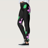 Blassgrüne Blätter Rosa Blume Sketch Leggings (Links)