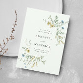 Blassgrüne delikate Wildblume Boho Wedding Foto Save The Date