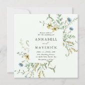 Blassgrüne delikate Wildblume Moderne Boho Wedding Einladung (Vorderseite)