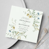 Blassgrüne delikate Wildblume Moderne Boho Wedding Einladung