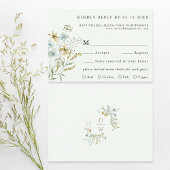 Blassgrüne delikate Wildblume Moderne Boho Wedding RSVP Karte