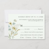 Blassgrüne delikate Wildblume Moderne Boho Wedding RSVP Karte (Vorderseite)