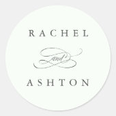 Blassgrüne Einfache Hochzeit Runder Aufkleber (Vorderseite)