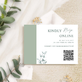 Blassgrüne Elegant QR Code UAWG Wedding Begleitkarte