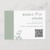 Blassgrüne Elegant QR Code UAWG Wedding Begleitkarte (Vorderseite)