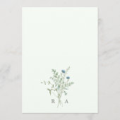Blassgrüne Elegante Wildblume Hochzeit Menükarte (Rückseite)