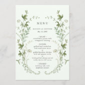 Blassgrüne Elegante Wildblume Hochzeit Menükarte (Vorderseite)
