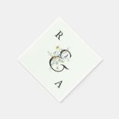 Blassgrüne Elegante Wildblume Hochzeit Monogram Serviette (Ecke)