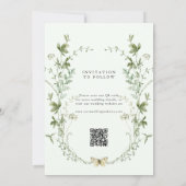 Blassgrüne Elegante Wildblume Hochzeit Save The Date (Rückseite)
