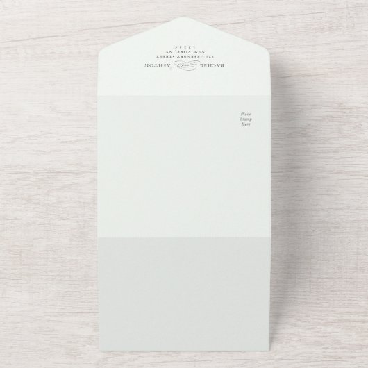 Blassgrüne Elegante Wildblume QR Code Hochzeit All In One Einladung (Außenbereich)