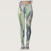 Blassgrüne Eukalyptus-Tree-Blätter Leggings (Vorderseite)