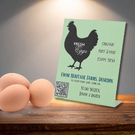 Blassgrüne Frische-Eier-Bauernmarkt-Schilder QR-Co Sockelschild