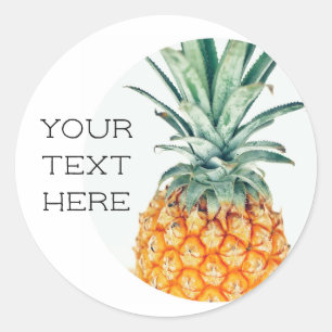 Blassgrüne gelbe Ananas Ihr Text Sticker