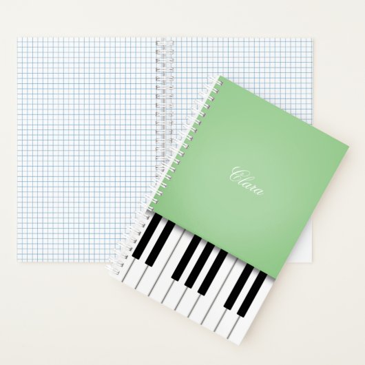 Blassgrüne Klaviermusik Personalisiert Notizblock (Innen)