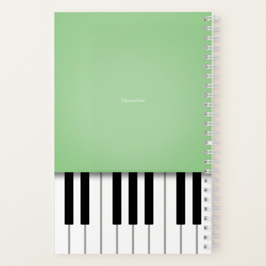 Blassgrüne Klaviermusik Personalisiert Notizblock (Rückseite)