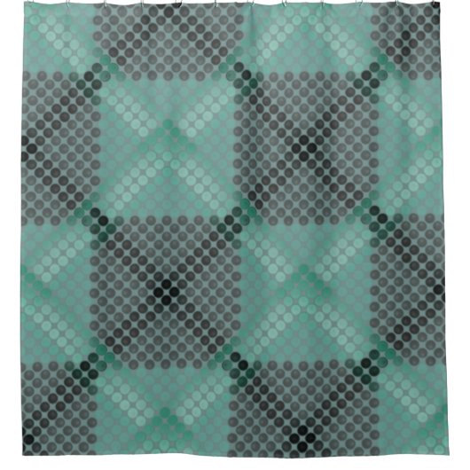 Blassgrüne Kreise oder Kugeln, Gewebe, quadratisch Duschvorhang (Vorderseite)