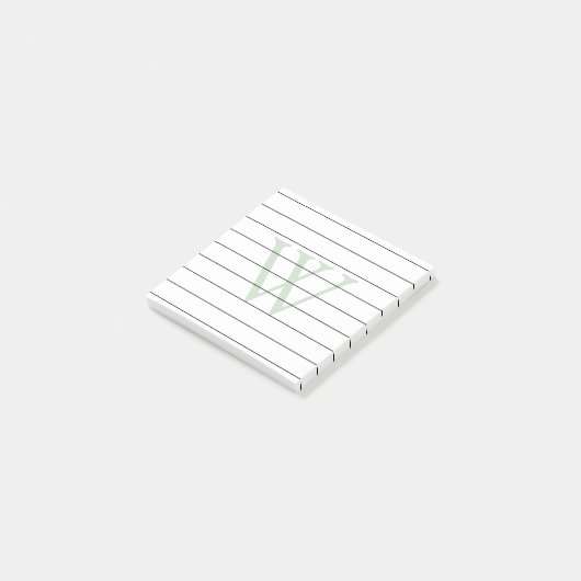 Blassgrüne Monogram-Linse Post-it Klebezettel (angewinkelt)