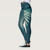 Blassgrüne Palmenbäume Leaf Leggings (Links)