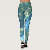 Blassgrüne Palmenbäume Leaf Leggings (Rückseite)