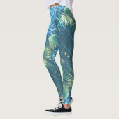 Blassgrüne Palmenbäume Leaf Leggings (Links)