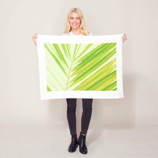 Blassgrüne Pastellpalme-Blätter Fleecedecke (Beispiel)