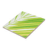 Blassgrüne Pastellpalme-Blätter Fliese (Seite)