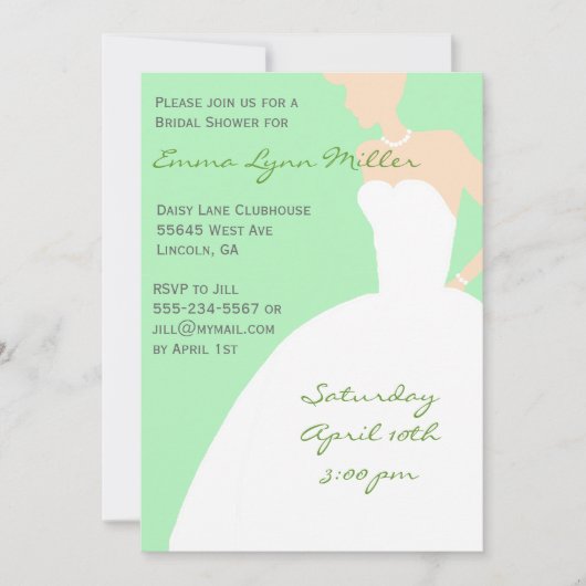 Blassgrüne Silhouette Brautparty Invitati Einladung (Vorderseite)