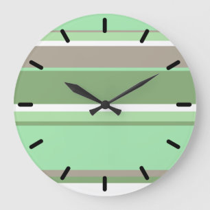 Blassgrüne Streifen Große Wanduhr
