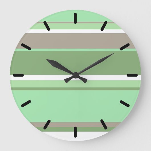 Blassgrüne Streifen Große Wanduhr (Vorderseite)