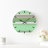 Blassgrüne Streifen Große Wanduhr (Zuhause)