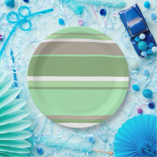 Blassgrüne Streifen Pappteller (Party)