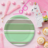 Blassgrüne Streifen Pappteller (Party)