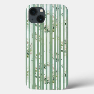 Blassgrüne Streifen und gedämpfte Blumen Case-Mate iPhone Hülle