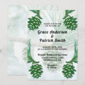 Blassgrüne Winterpine Cone Hochzeit Einladung (Vorne/Hinten)