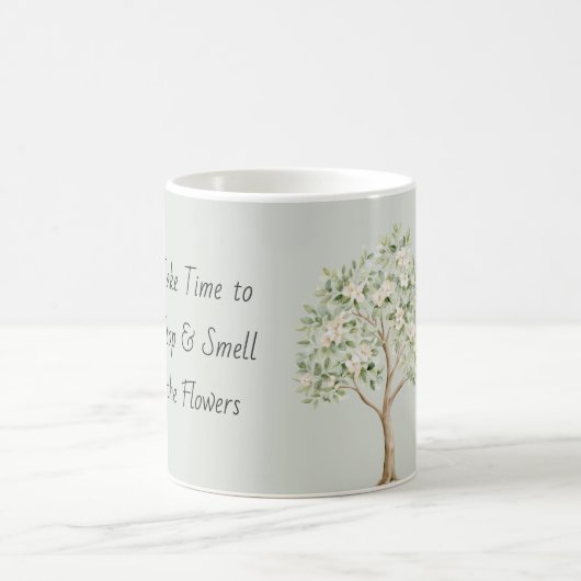 Blassgrüner Blütenbaum Kaffeetasse (Mittel)