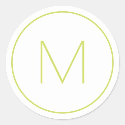 Blassgrüner minimalistischer moderner Monogramm-St Runder Aufkleber (Vorderseite)