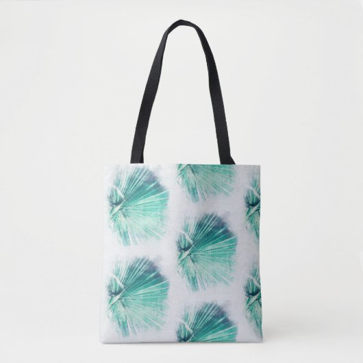 Blassgrüner Palmenbaum Leaf Muster Tote Beutel Tasche (Vorderseite)