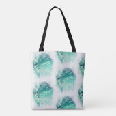 Blassgrüner Palmenbaum Leaf Muster Tote Beutel Tasche (Rückseite)