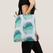 Blassgrüner Palmenbaum Leaf Muster Tote Beutel Tasche (Von Nahem)