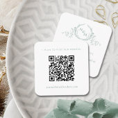 Blassgrüner QR-Code Hochzeitsszenario RSVP Website Begleitkarte