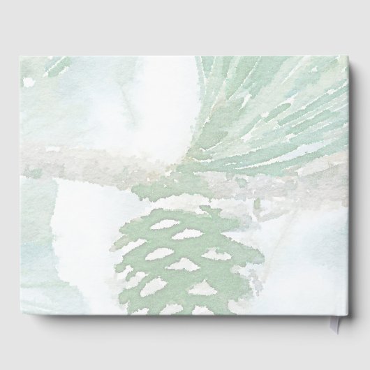 Blassgrüner Winter Pinienwald Gästebuch (Rückseite)