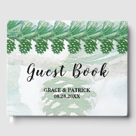 Blassgrüner Winter Pinienwald Gästebuch