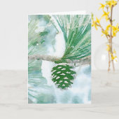 Blassgrüner Winter Pinienwald Karte (Gelbe Blume)