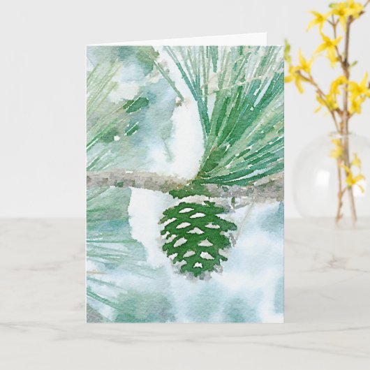 Blassgrüner Winter Pinienwald Karte (Gelbe Blume)