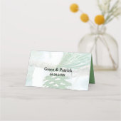 Blassgrüner Winter Pinienwald Platzkarte (Rückseite)